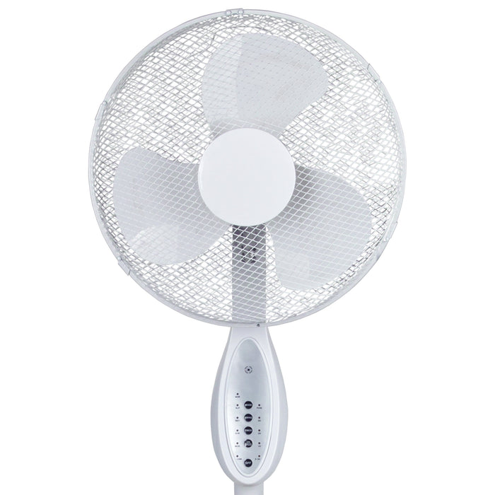 Sheffield 40cm Pedestal Fan – White | Remote Control, Adjustable Height, Timer