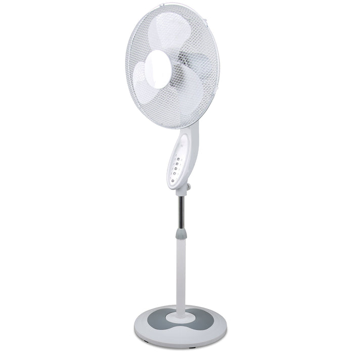 Sheffield 40cm Pedestal Fan – White | Remote Control, Adjustable Height, Timer