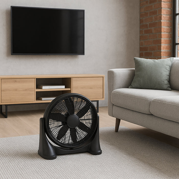 Sheffield High Velocity Floor Fan – 100W Black | Tilt Adjustable