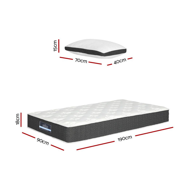 Giselle Bedding 18cm Mattress Medium Soft w/Pillows Single -Home Living Store - -  
