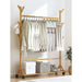 Portable Clothes Rack Coat Garment Stand Bamboo Rail Hanger Airer Closet -Home Living Store - -  