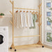 Portable Clothes Rack Coat Garment Stand Bamboo Rail Hanger Airer Closet -Home Living Store - -  