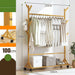 Portable Clothes Rack Coat Garment Stand Bamboo Rail Hanger Airer Closet -Home Living Store - -  