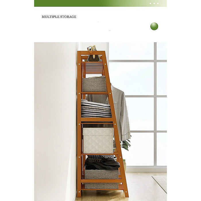 Portable Clothes Rack Coat Garment Stand Bamboo Rail Hanger Airer Closet -Home Living Store - -  