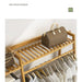 Portable Clothes Rack Coat Garment Stand Bamboo Rail Hanger Airer Closet -Home Living Store - -  
