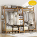 Portable Clothes Rack Coat Garment Stand Bamboo Rail Hanger Airer Closet -Home Living Store - -  