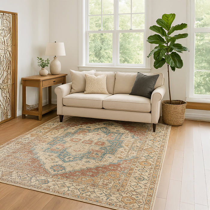 Bazaar Printed Microfibre Rug - Terracotta | 160 x 240cm by Urban Style