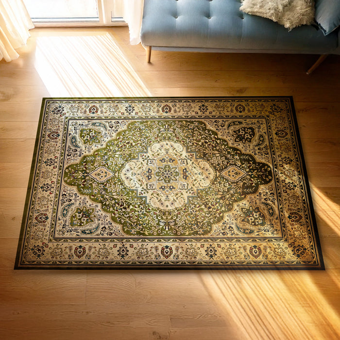 Bazaar Printed Microfibre Rug - Green | 160 x 240cm by Urban Style