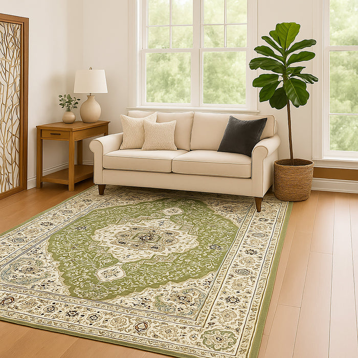 Bazaar Printed Microfibre Rug - Green | 160 x 240cm by Urban Style