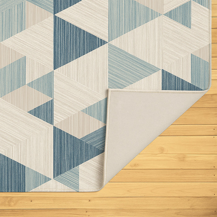 Geometric Printed Microfibre Rug - Blue | 160 x 240cm by Urban Style