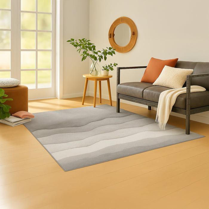Abstract Printed Microfibre Rug - Grey | 160 x 240cm by Urban Style