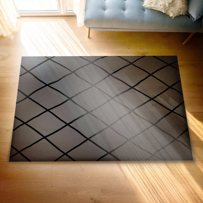Geometric Printed Microfibre Rug - Grey/Black | 160 x 240cm by Urban Style