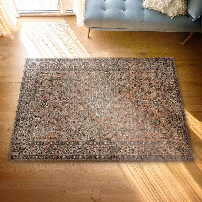 Bazaar Printed Microfibre Rug - Peach | 160 x 240cm by Urban Style