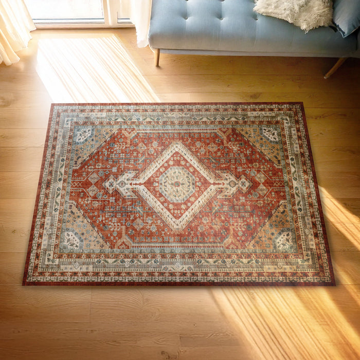 Bazaar Printed Microfibre Rug - Rust | 160 x 240cm by by Urban Style