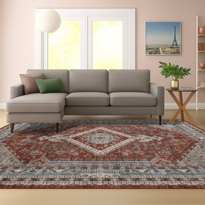 Bazaar Printed Microfibre Rug - Rust | 160 x 240cm by by Urban Style