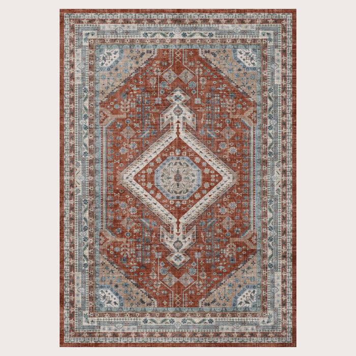 Bazaar Printed Microfibre Rug - Rust | 160 x 240cm by by Urban Style