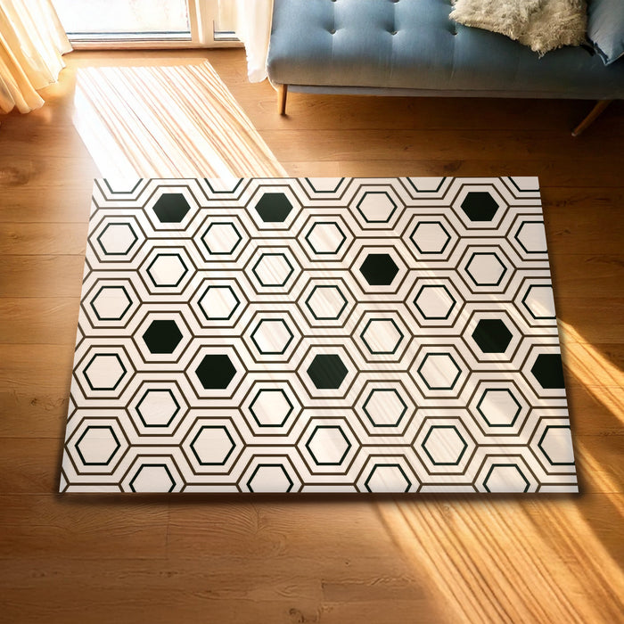 Geometric Printed Microfibre Rug - Pastel Hexagons | 160 x 240cm by Urban Style