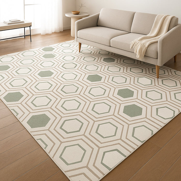 Geometric Printed Microfibre Rug - Pastel Hexagons | 160 x 240cm by Urban Style