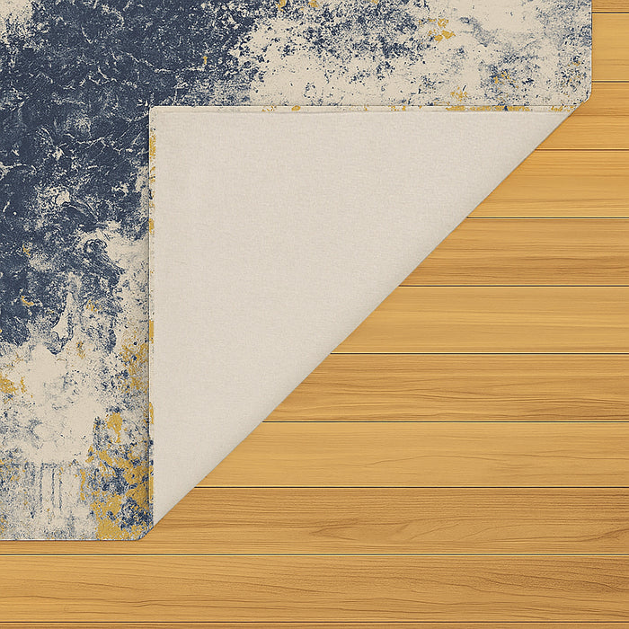 Abstract Printed Microfibre Rug - Blue & Yellow | 160 x 240cm by Urban Style