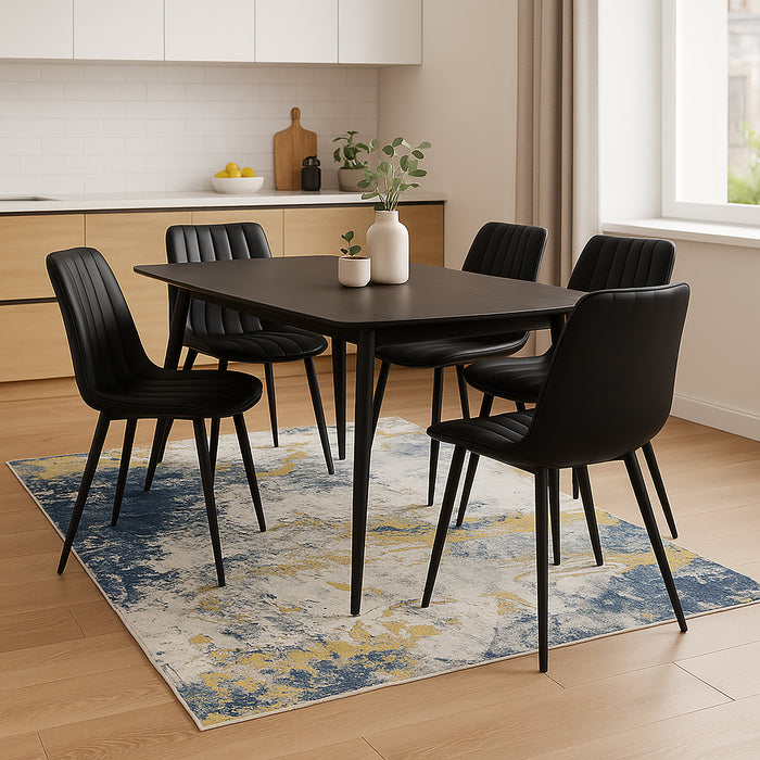 Abstract Printed Microfibre Rug - Blue & Yellow | 160 x 240cm by Urban Style