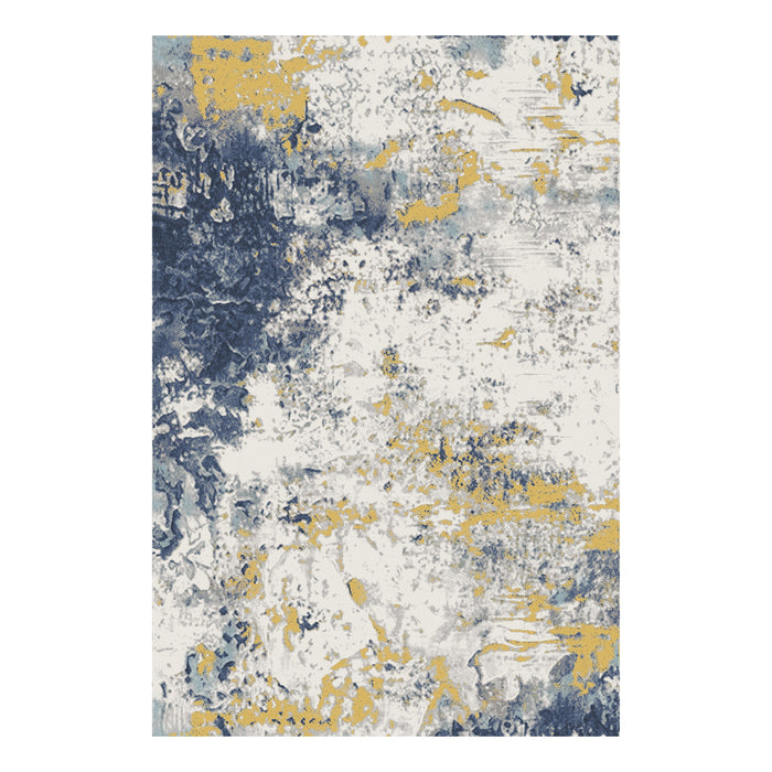 Abstract Printed Microfibre Rug - Blue & Yellow | 160 x 240cm by Urban Style