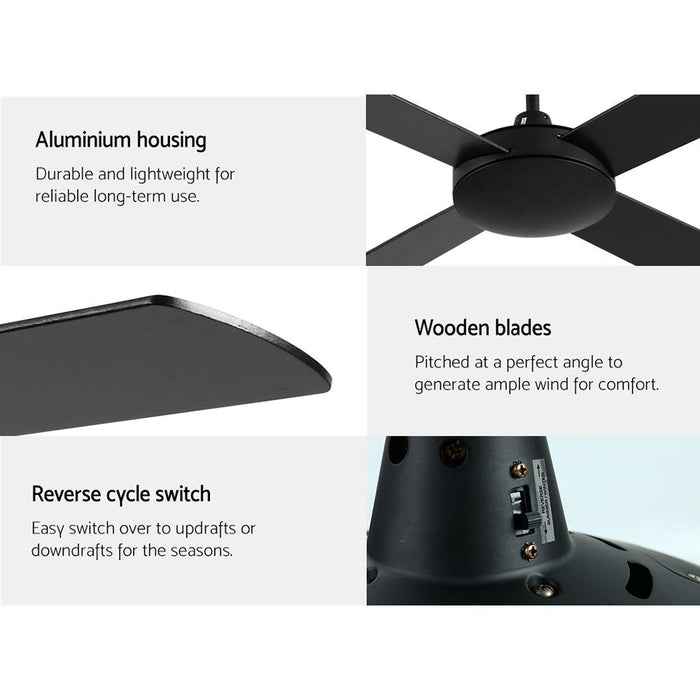 Devanti 52'' Ceiling Fan w/Remote - Black -Home Living Store - -  
