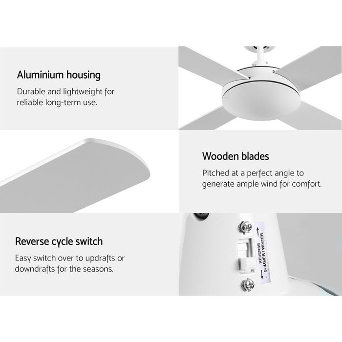 Devanti 52'' Ceiling Fan w/Remote - White -Home Living Store - -  