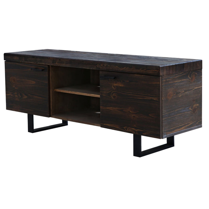 Rustica 160cm ETU Entertainment TV Unit Solid Pine Wood 2 Door Black -Home Living Store - -  