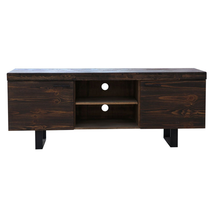 Rustica 160cm ETU Entertainment TV Unit Solid Pine Wood 2 Door Black -Home Living Store - -  