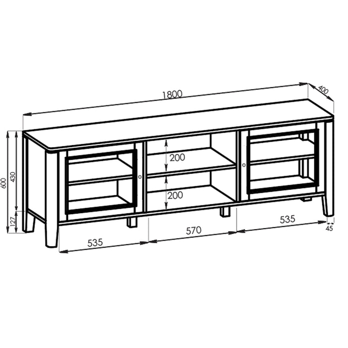 Criterion Sorrento Entertainment Unit 1800mm Semi Assembled White Oak Veneer