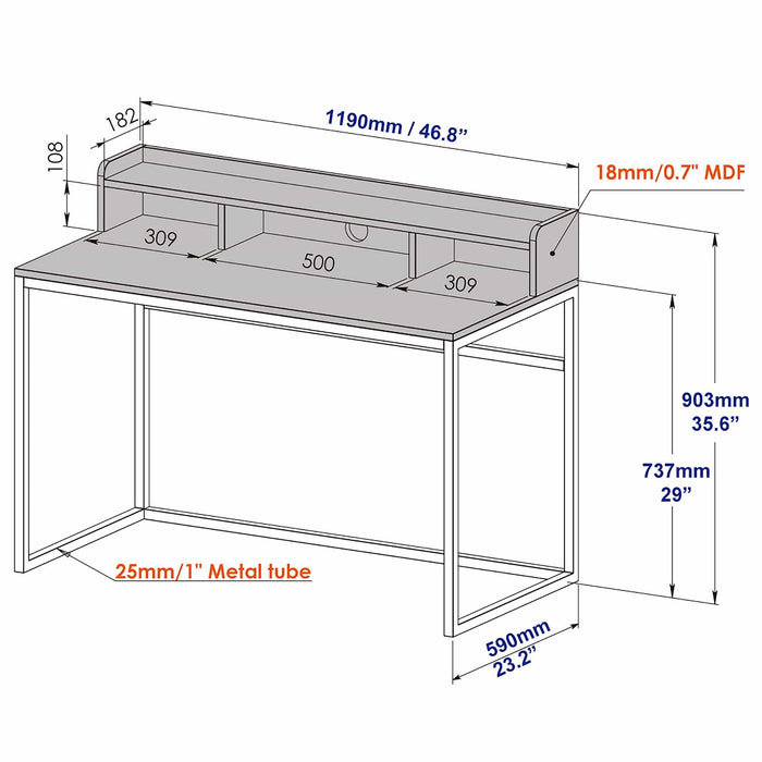 Sally Office Desk 1200, Grey Wash Oak by Woodstock™ -Home Living Store - -  