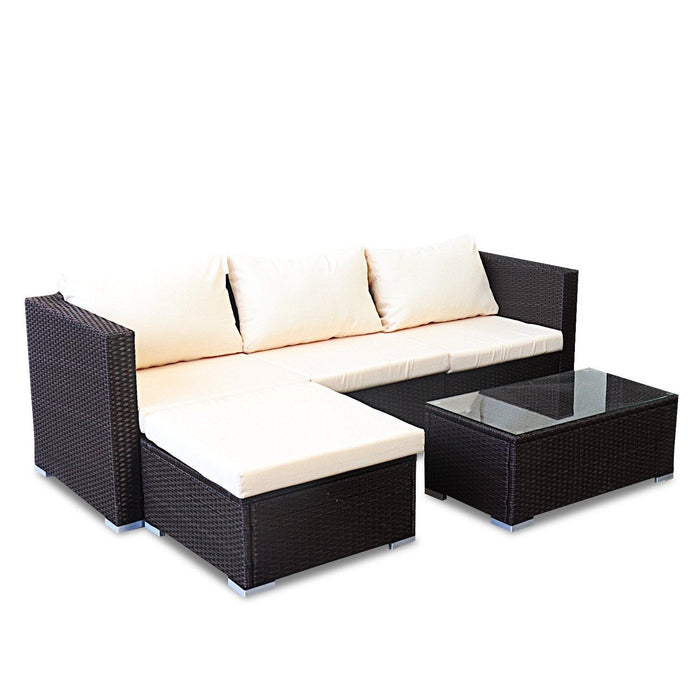 Sarantino 5pc Modular Outdoor Lounge Set PE Rattan - Brown -Home Living Store - -  