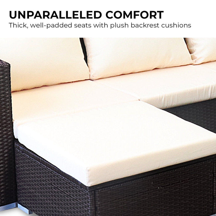 Sarantino 5pc Modular Outdoor Lounge Set PE Rattan - Brown -Home Living Store - -  