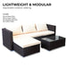 Sarantino 5pc Modular Outdoor Lounge Set PE Rattan - Brown -Home Living Store - -  