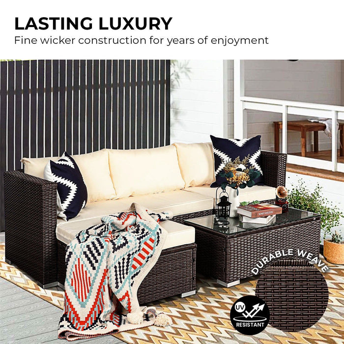 Sarantino 5pc Modular Outdoor Lounge Set PE Rattan - Brown -Home Living Store - -  