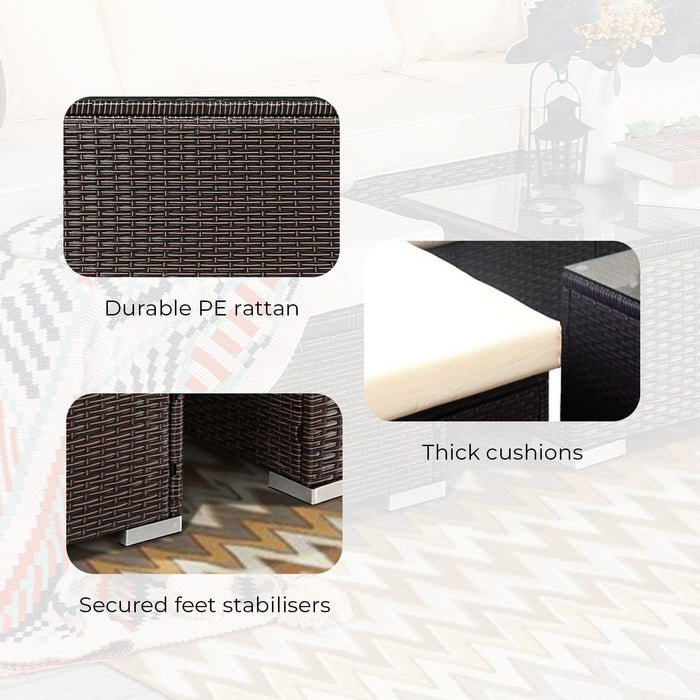 Sarantino 5pc Modular Outdoor Lounge Set PE Rattan - Brown -Home Living Store - -  