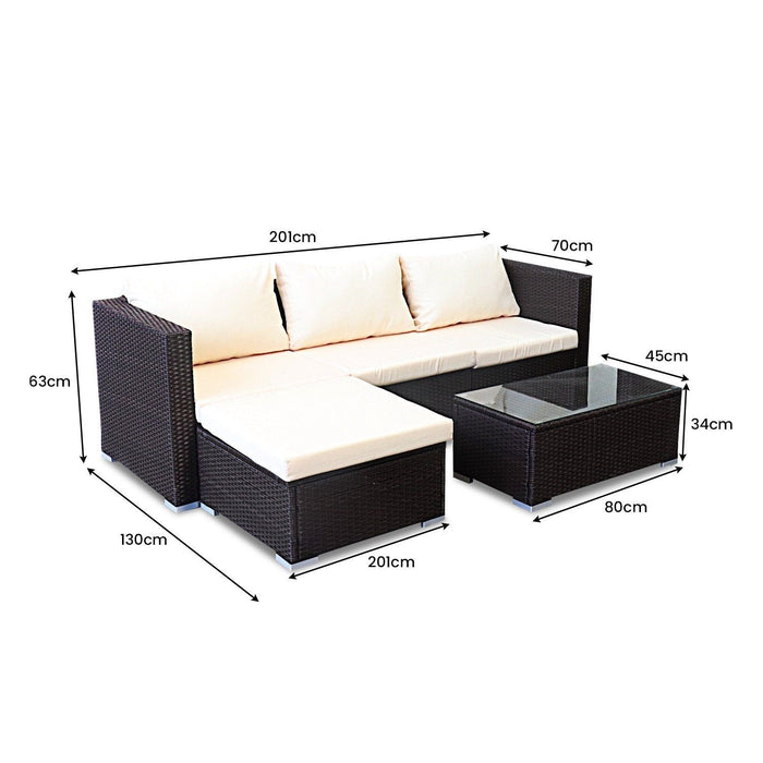 Sarantino 5pc Modular Outdoor Lounge Set PE Rattan - Brown -Home Living Store - -  