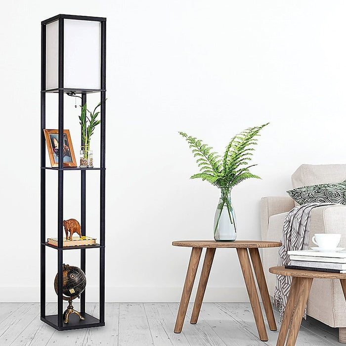 Shelf Floor Lamp - Shade Diffused Light Source with Open-Box Shelves -Home Living Store - -  