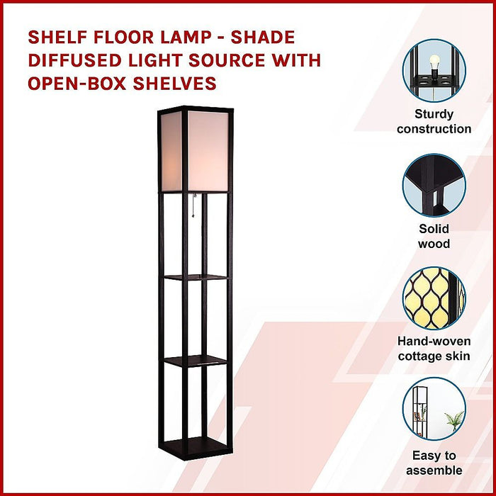 Shelf Floor Lamp - Shade Diffused Light Source with Open-Box Shelves -Home Living Store - -  