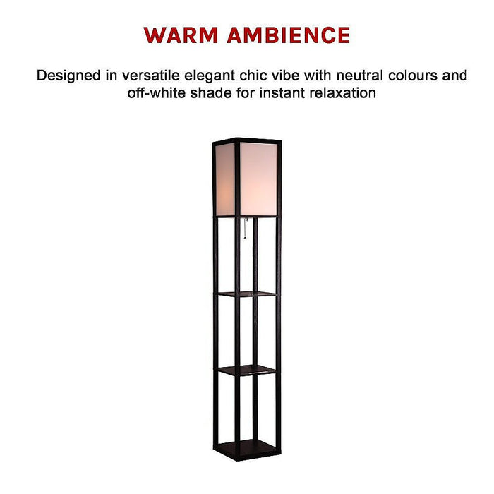 Shelf Floor Lamp - Shade Diffused Light Source with Open-Box Shelves -Home Living Store - -  