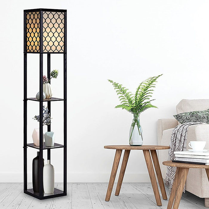 Shelf Floor Lamp - Shade Diffused Light Source with Open-Box Shelves -Home Living Store - -  