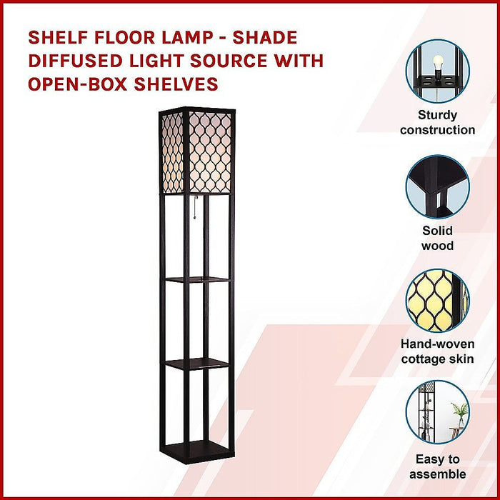 Shelf Floor Lamp - Shade Diffused Light Source with Open-Box Shelves -Home Living Store - -  