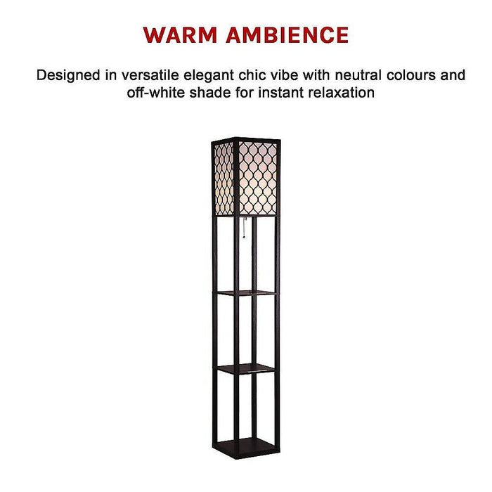 Shelf Floor Lamp - Shade Diffused Light Source with Open-Box Shelves -Home Living Store - -  