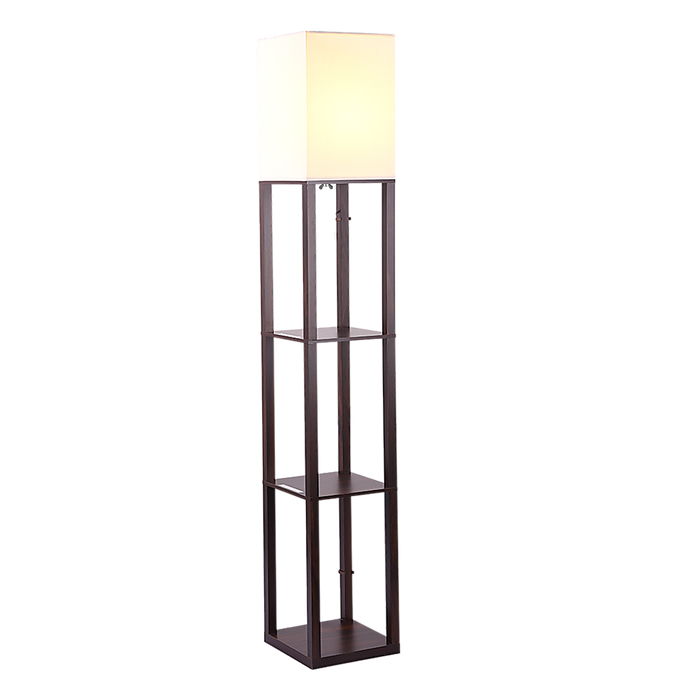 Shelf Floor Lamp - Shade Diffused Light Source with Open-Box Shelves -Home Living Store - -  