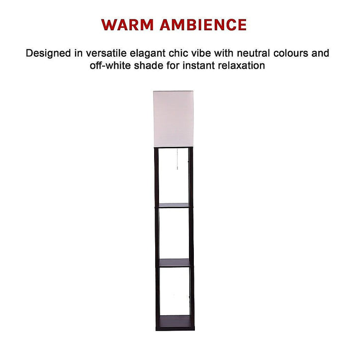 Shelf Floor Lamp - Shade Diffused Light Source with Open-Box Shelves -Home Living Store - -  