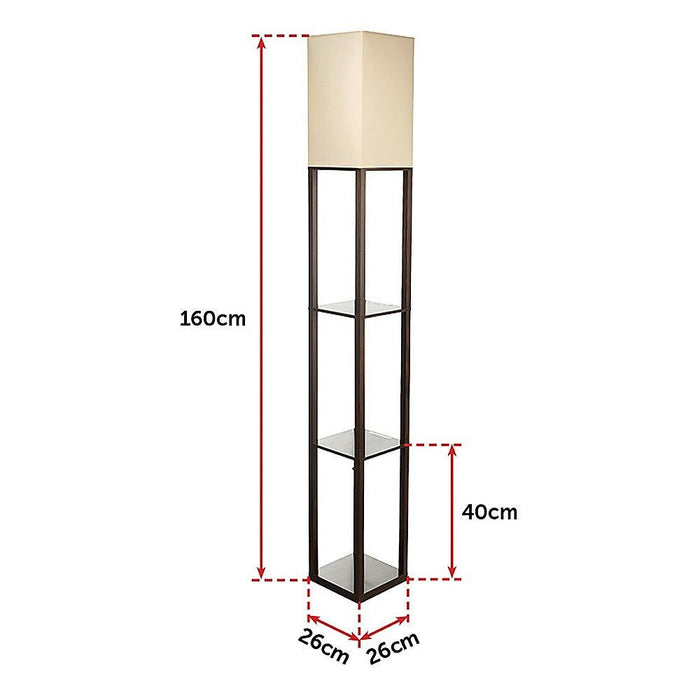 Shelf Floor Lamp - Shade Diffused Light Source with Open-Box Shelves -Home Living Store - -  