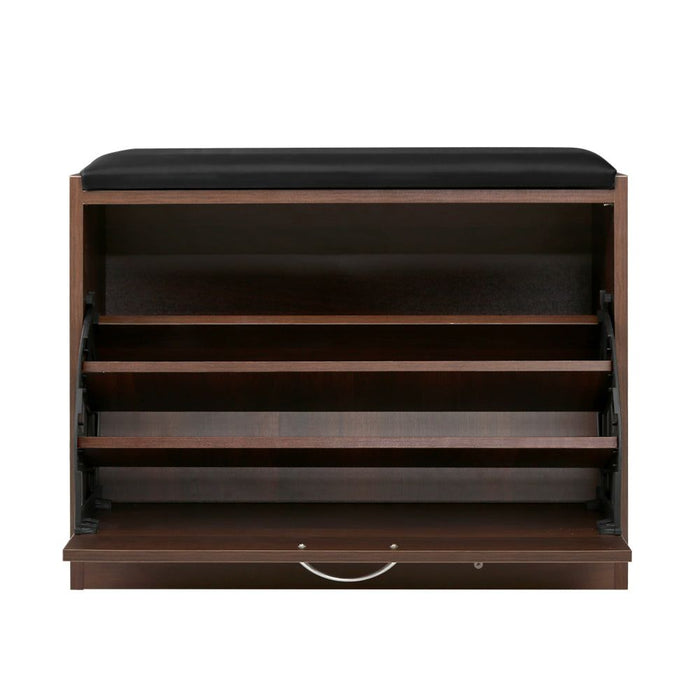 Shoe Bench Shoe Cabinet 15 Pairs Walnut Kyla -Home Living Store - -  
