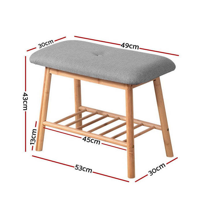Shoe Rack Seat Bench Chair Shelf Organisers Bamboo Grey -Home Living Store - -  
