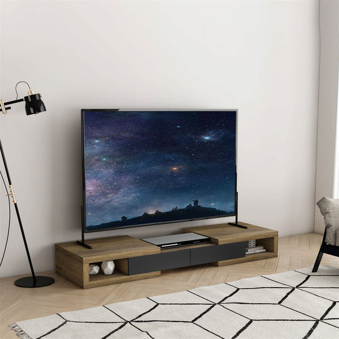 Split Expandable TV Cabinet 250cm Dark Oak by Tauris™ -Home Living Store - -  