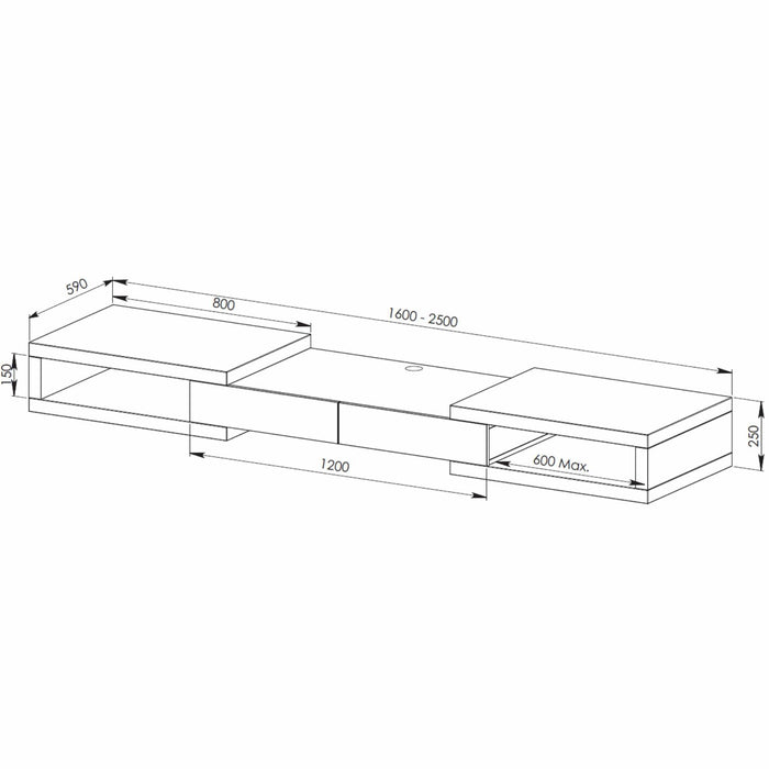 Split Expandable TV Cabinet 250cm Dark Oak by Tauris™ -Home Living Store - -  